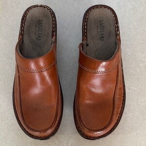 Eastland Women’s Cognac Brown Leather Slip-On Clogs